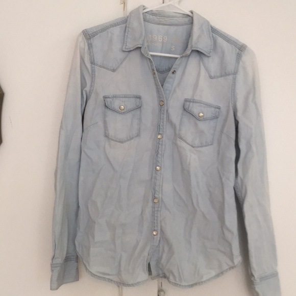 light jean button up shirt